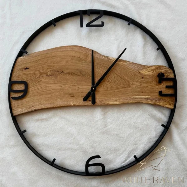 Drewniany zegar na ścianę z z drewna dębowego 80 cm