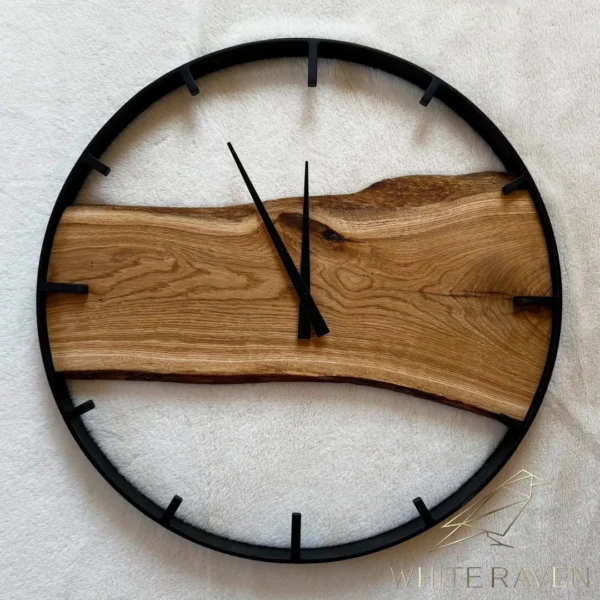 Zegar na ścianę loft z deski dębowej 60 cm