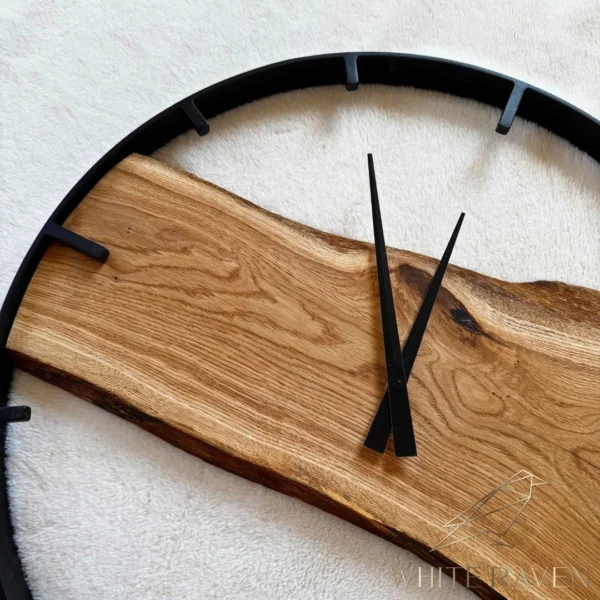 Zegar na ścianę loft z deski dębowej 60 cm