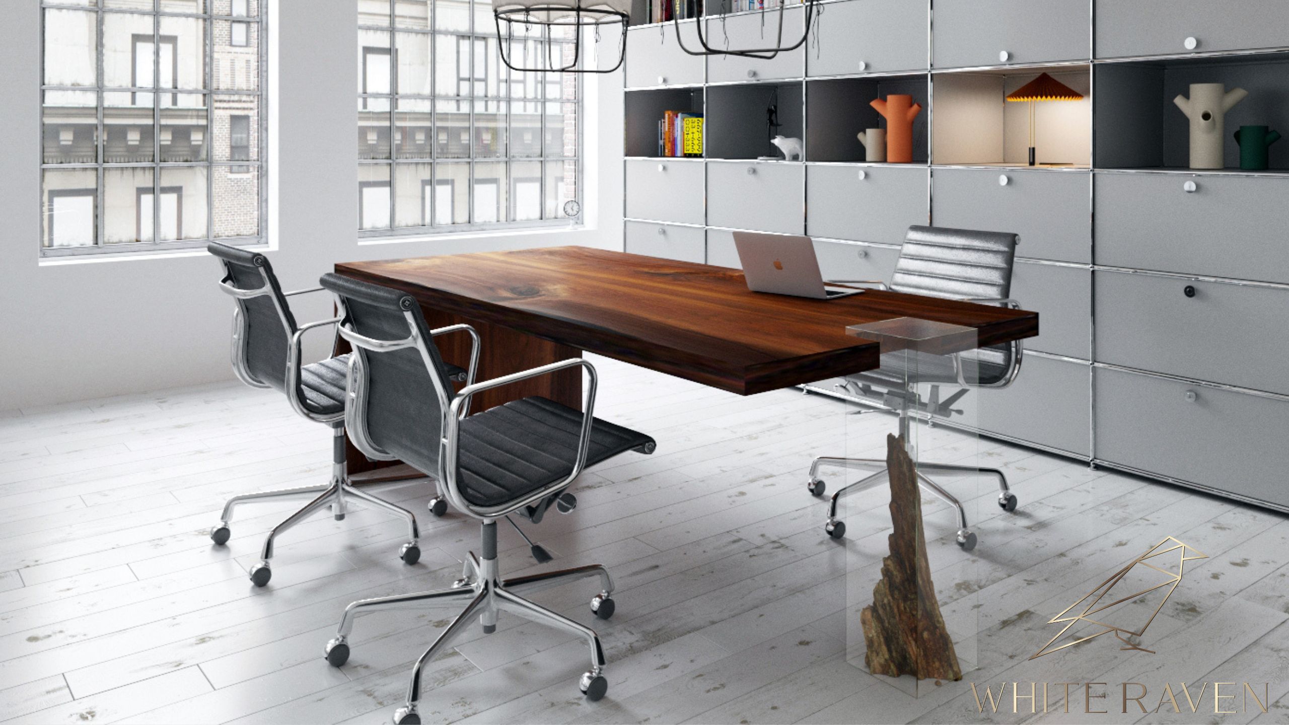 Wood and resin desk
