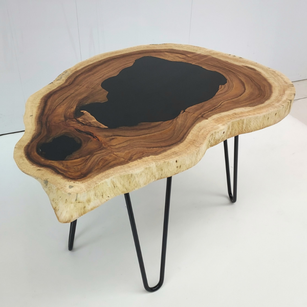 Coffee Table made of Epoxy Resin and Suar Wood Slice