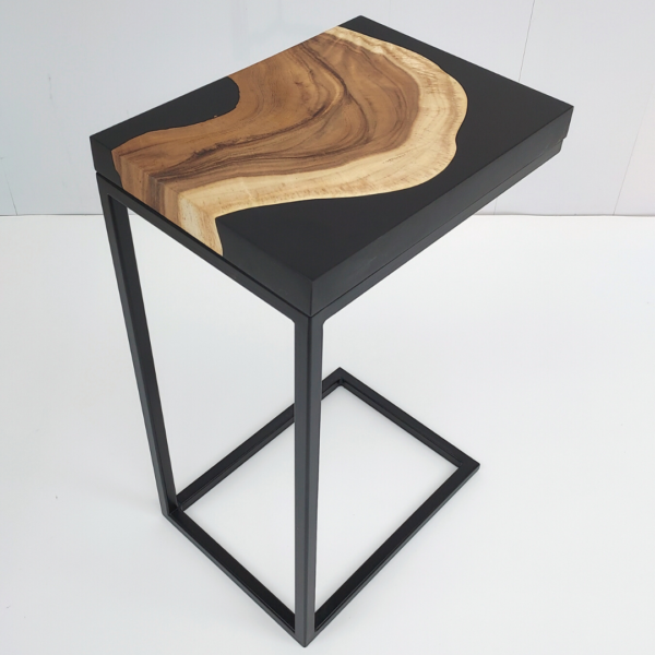 Side Table made of Epoxy Resin and Suar Wood
