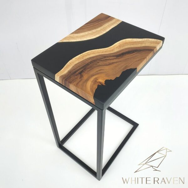 Side Table made of Epoxy Resin and Suar Wood