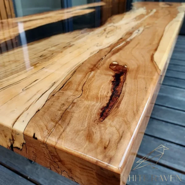 Drewniana ława z żywicą epoksydową SPALTED RIVER 3D