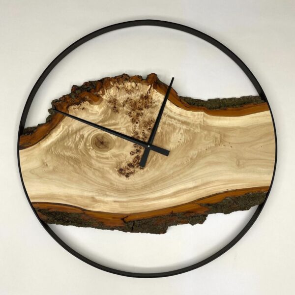 Duży zegar do salonu z drewna topoli 90 cm