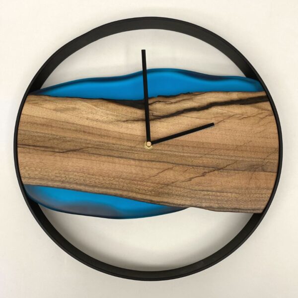 Zegar w stylu loft z niebieską żywicą epoksydową 40 cm