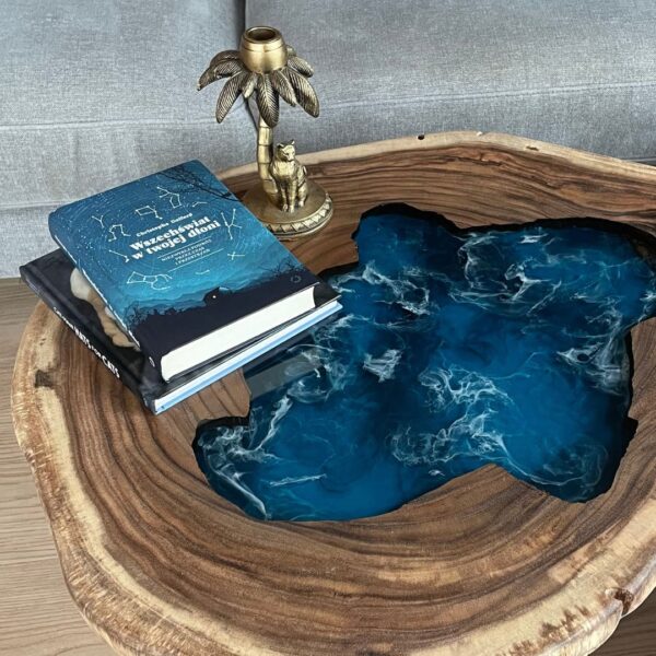 Suar wood coffee table with Epoxy Resin and Sea Effect