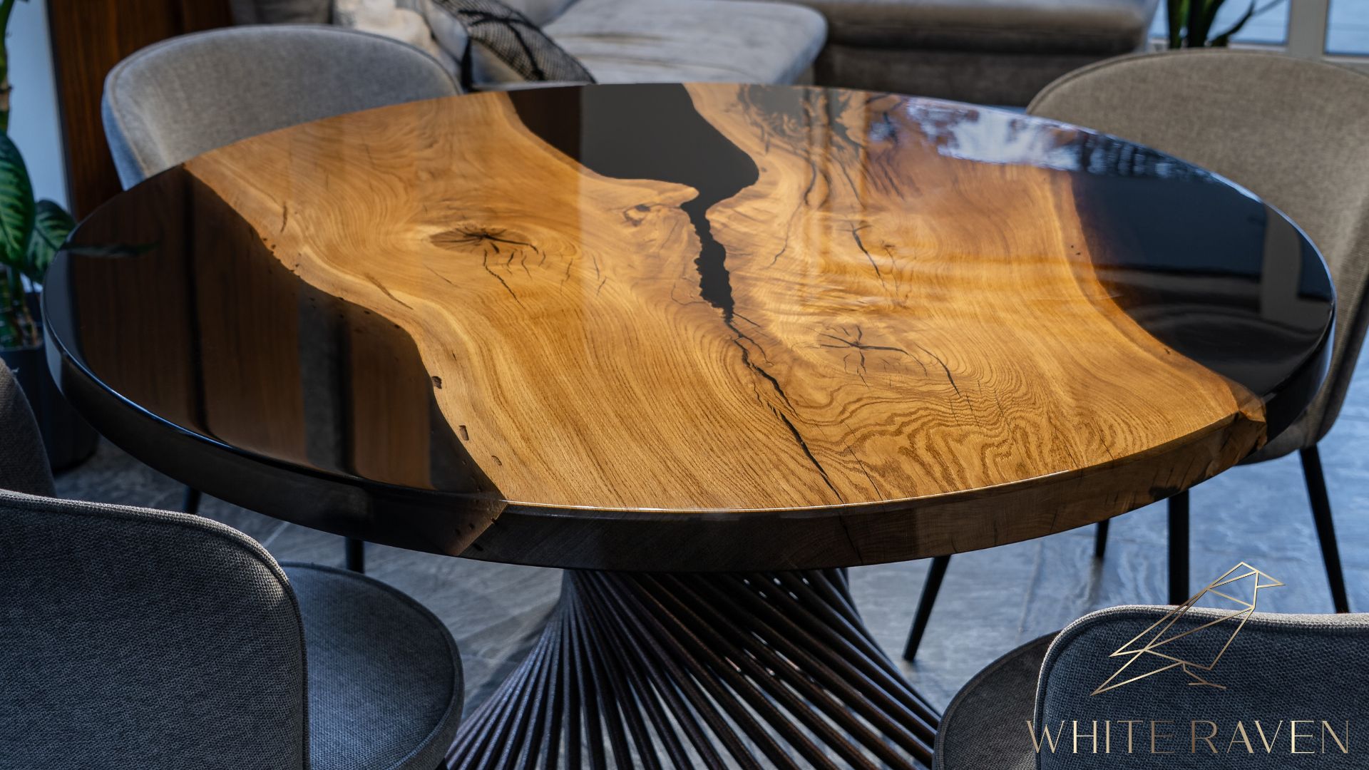round epoxy dining table