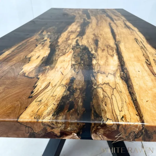 Czarny stół z drewna spalted z efektem 3D SPALTED DESERT