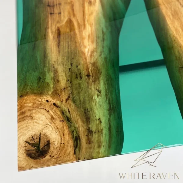 Stół dębowy z zieloną żywicą GREEN OAK