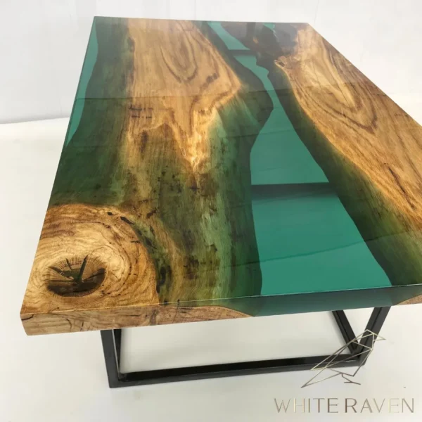 Stół dębowy z zieloną żywicą GREEN OAK
