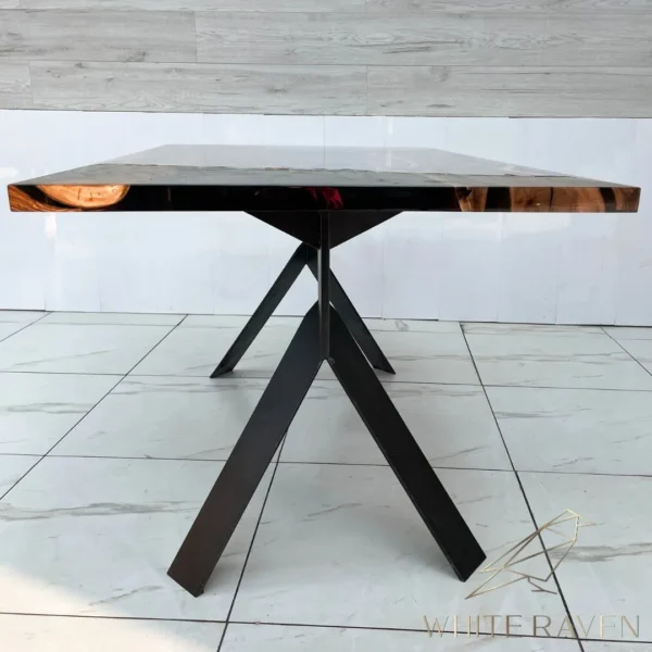 Stół z drewna i żywicy o szarym odcieniu GREY WALNUT