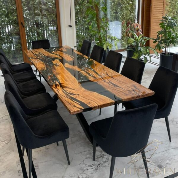Stół z drewna oliwnego i żywicy OLIVE WOOD TABLE 3D