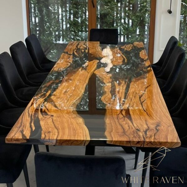 Stół z drewna oliwnego i żywicy OLIVE WOOD TABLE 3D